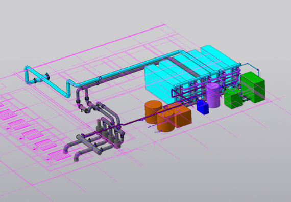 3D модель трубопроводов водоподготовки
