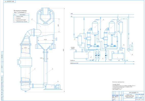 Evaporator with forced circulation and remote heating chamber - Theoretical drawing