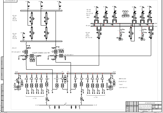 Main wiring diagram of a 220/10 kV substation with GIS ABB PASSM0