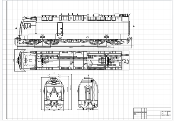 Drawing of the body of an electric locomotive 2ES10