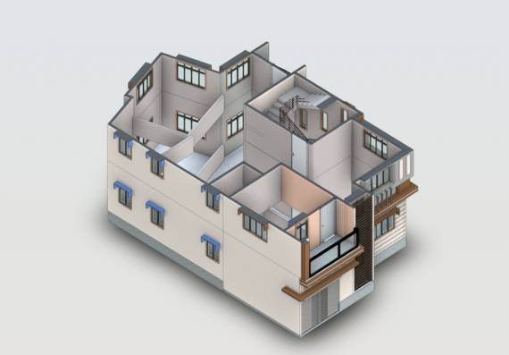 Two-storey residential building in revit