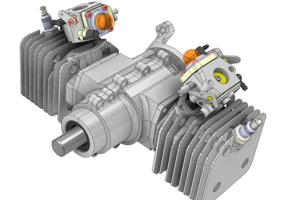 Opposed 2-cylinder spark engine 2D4,5 / 3,4
