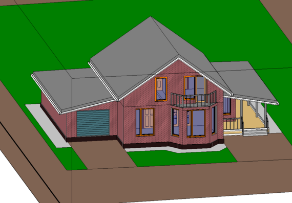 Draft design of a private two-storey house with an underground, an attic