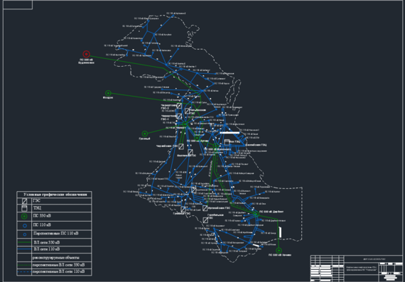 Карта-схема электрической сети, схема замещения для RASTR