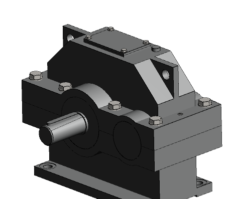 Assembling a helical gearbox - 3D model