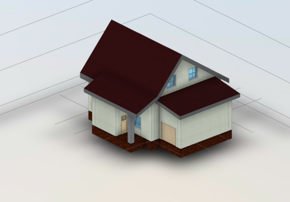 Two-storey residential building with garage in revit