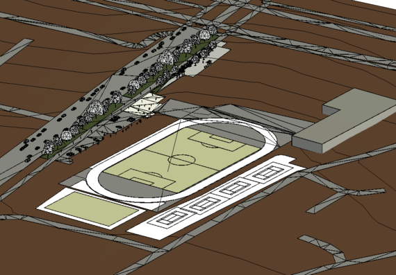 Soccer Field with Landscape Elements in Revit