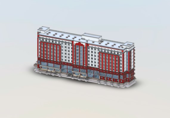 Hotel building with 8 floors in revit
