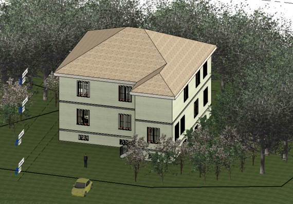 2-storey house in the forest in revit
