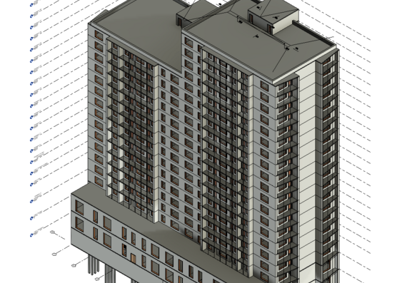 Конструктивная модель многоэтажного жилого комплекса