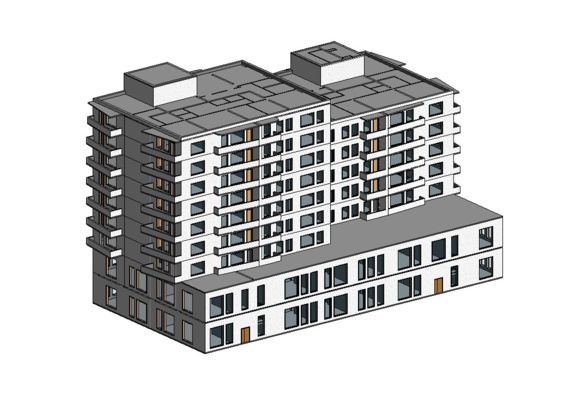 Multi-storey residential building9-storey residential building with underground park and 2 commercial floors