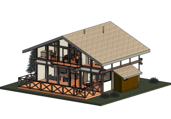 Двухэтажный дом в revit - 3D модель