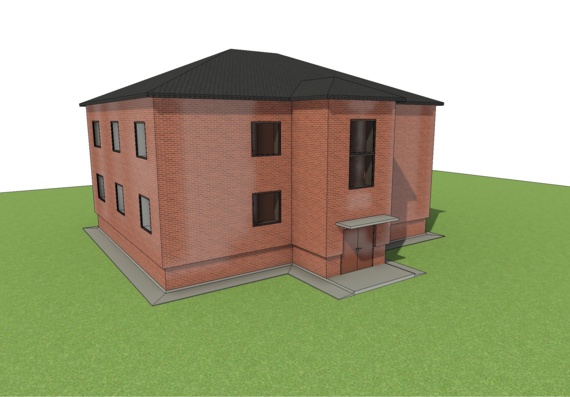 Residential building with completed building construction in Revit 2021