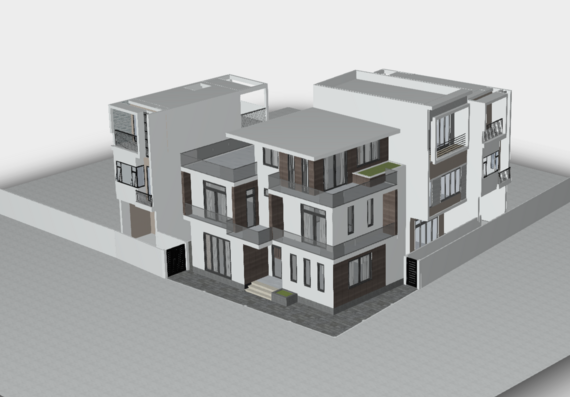 3D model of a villa in sketchup