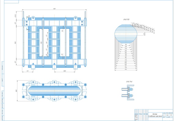 Assembly drawing and drawing of the magnetic system of the power transformer TRDN-25000/35