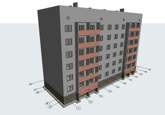 Multi-apartment six-storey residential building