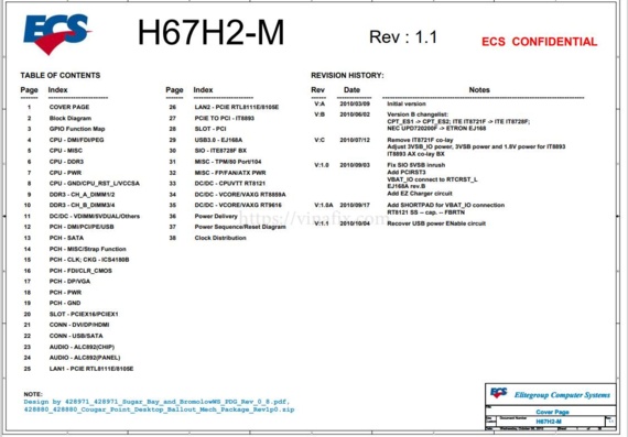 Схема ECS H67H2-M (версия 1.1)