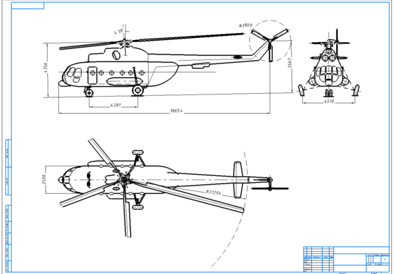 Проекция вертолёта ми-8