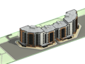 3D model of an apartment building with drawings