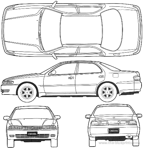 Toyota Cresta 100 чертеж. Toyota Mark 2 Blueprint. Размеры тойота спринтер
