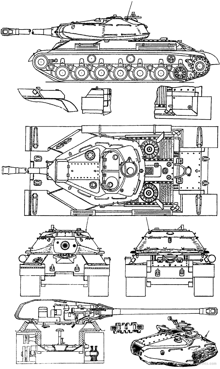 IS-4 Stalin tank (1946) - drawings, dimensions, pictures | Download ...