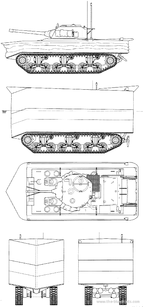 Tank M4 Sherman DD - drawings, dimensions, figures | Download drawings ...