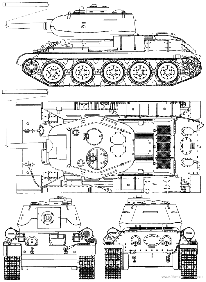 Tank T-34-85 (1945) - drawings, dimensions, pictures | Download ...