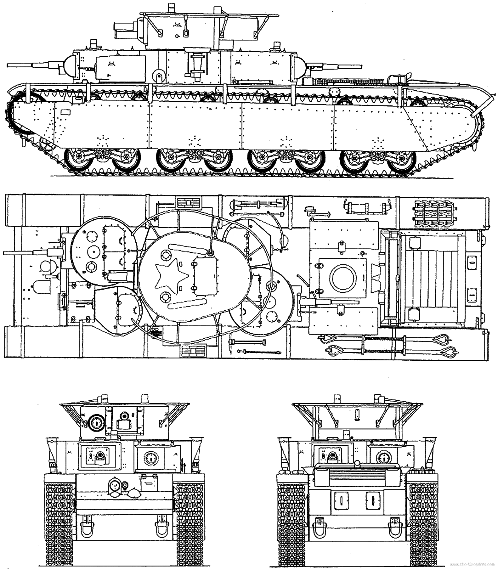 Tank T-35A - drawings, dimensions, figures | Download drawings ...
