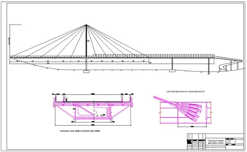 Вантовый мост проект. Вантовый мост чертеж. Вантовый мост схема разрез. Вантовый мост вант.